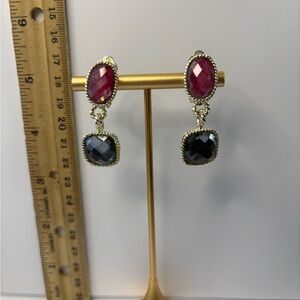 Elegant Gold and Black Drop Clip on Earrings